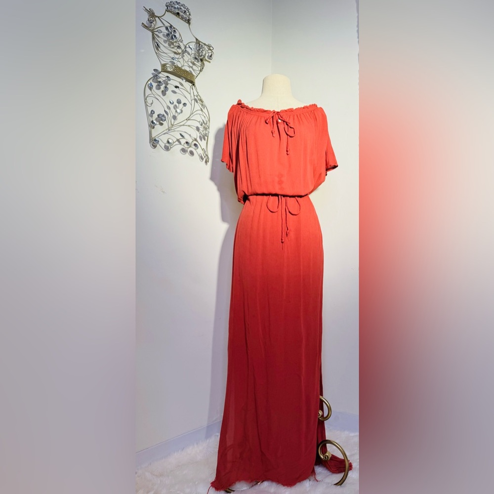 Womens Off The Shoulder Ruffle Party Dress Casual Side Split Beach Long Maxi